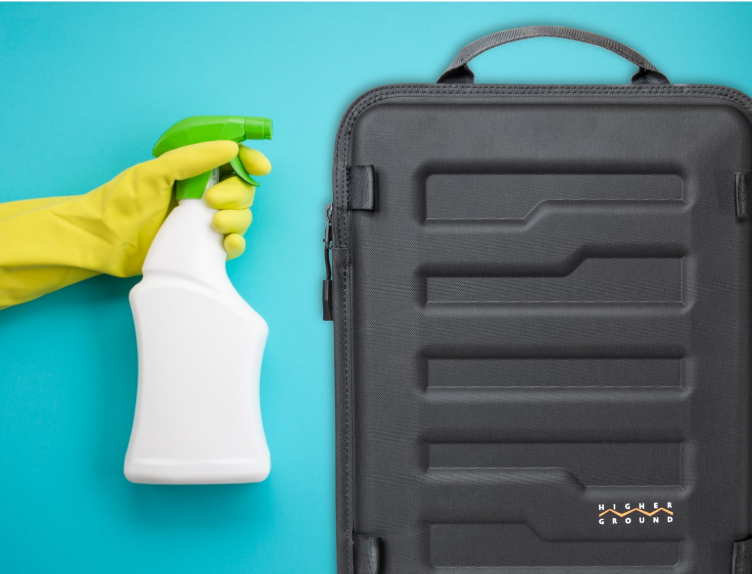 spray bottle and higher ground cleanshell case